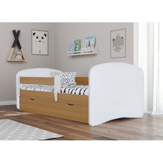 Ourbaby Children's Bed with Safety Rail - Beech-White