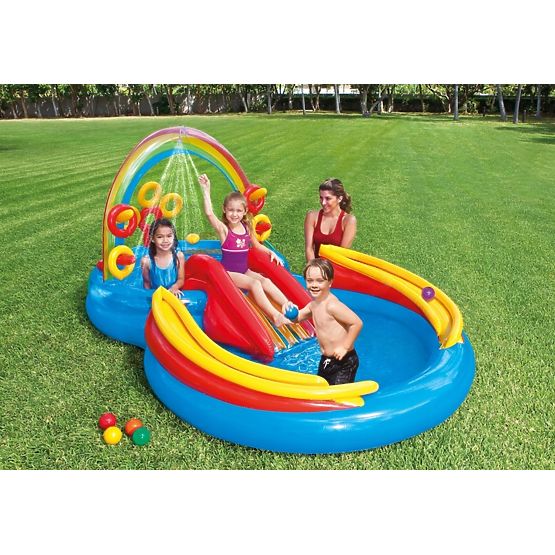 paddling pool with RAINBOW slide