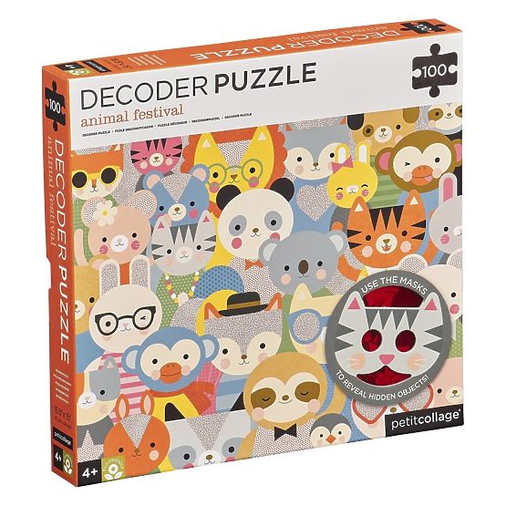 Petit Collage Puzzle animals 100 pcs with 3D glasses
