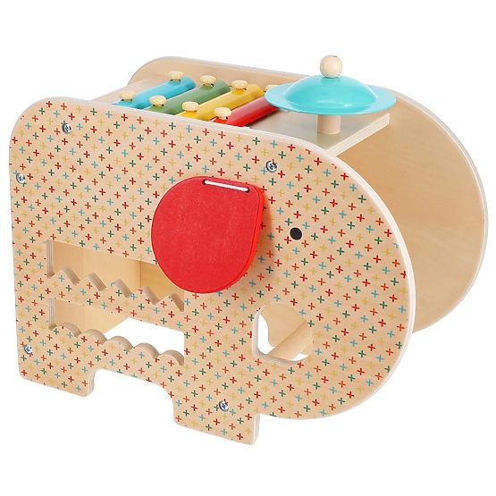 Petit Collage Wooden Musical Elephant 5-in-1