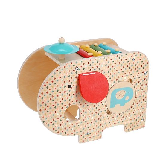 Petit Collage Wooden Musical Elephant 5-in-1