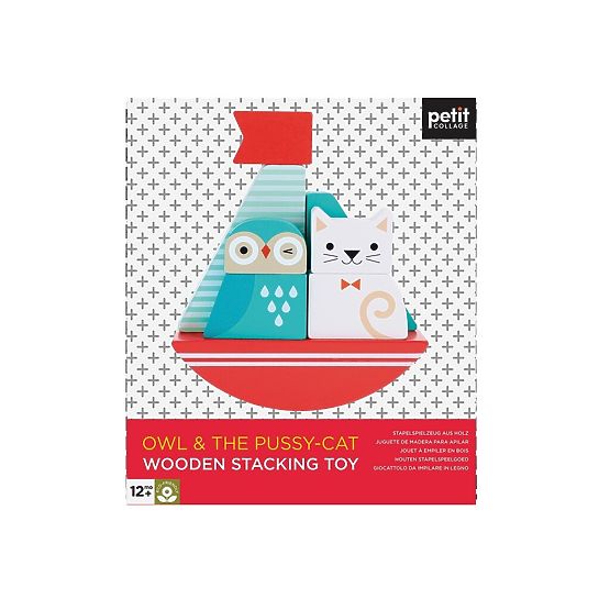 Petit Collage Wooden Stacking Tower Owl and Cat