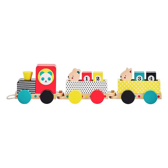 Petit Collage Wooden Train with Numbers and Animal Friends