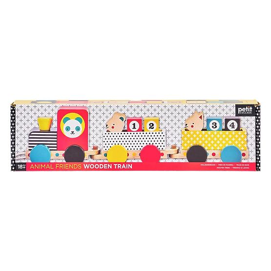 Petit Collage Wooden Train with Numbers and Animal Friends