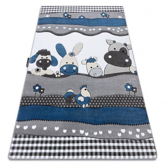 PETIT FARM ANIMALS Carpet, Blue