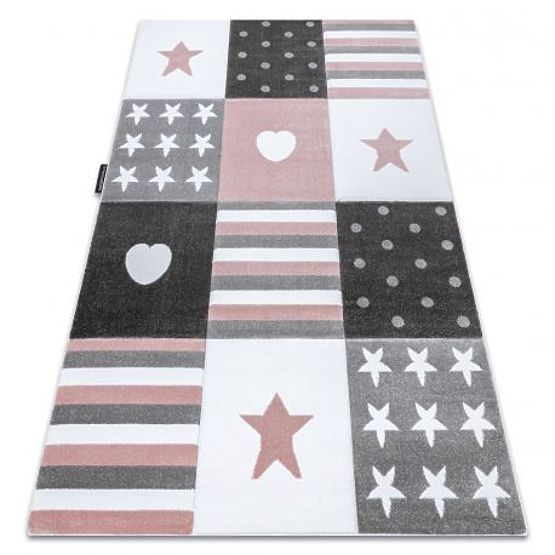 PETIT SMALL Rug, HEART, STARS, Pink