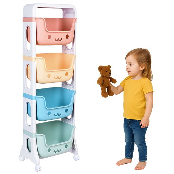 Plastic Shelf on Wheels BOBBY with 4 Shelves