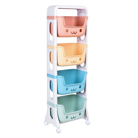 Plastic Shelf on Wheels BOBBY with 4 Shelves