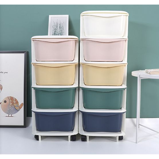 Plastic Shelf on Wheels for Children with Drawers