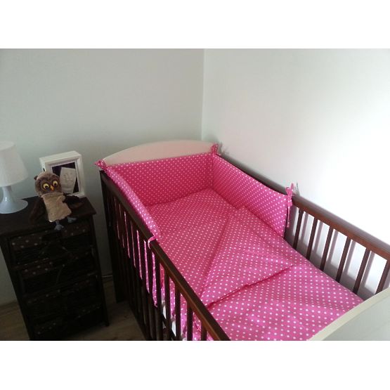 Polka Dot Baby Cot Bedding Set - Pink