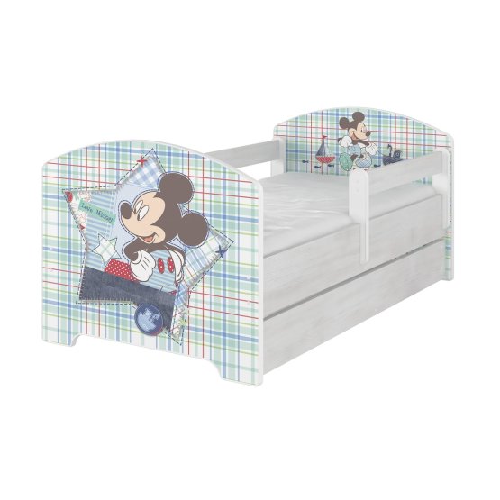 Children bed with barrier - Mickey Mouse - decor norwegian pine