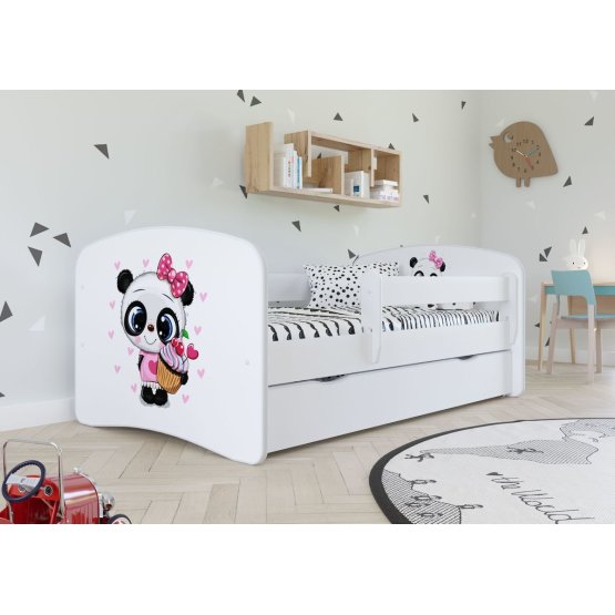 Children bed with barrier - Panda - white