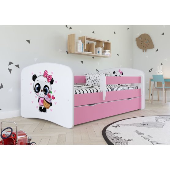 Children bed with barrier - Panda - pink