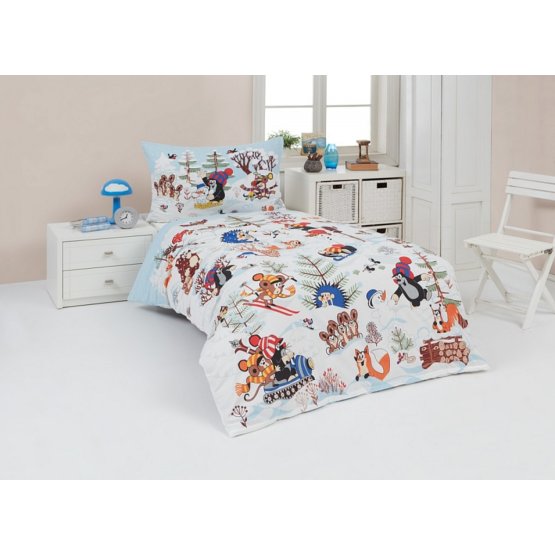 Children's bedding Mole and winter - 140 x 200 cm + 70 x 90 cm