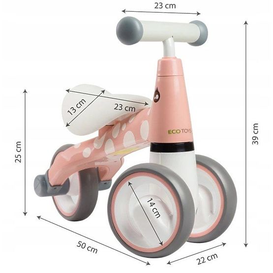 Push bike Mini - pink with white dots