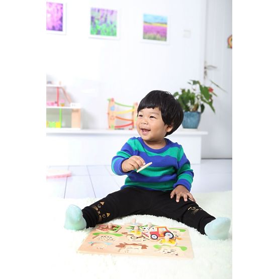 Puzzle with Handles Friends from the Farm and Tractor