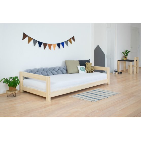 Children's wooden single bed with two headboards KIDDY - natural