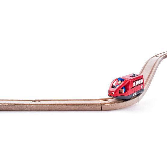 Red Battery-Powered Locomotive with Engineer