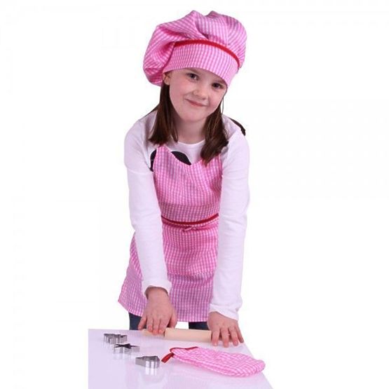 Red cooking set with apron