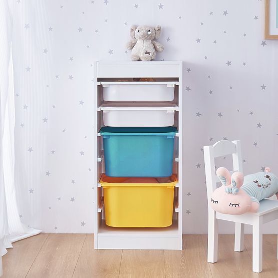 Shelf with Storage Boxes Tower - Blue/Yellow