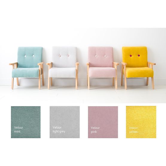 Retro children's armchair Velor - light gray