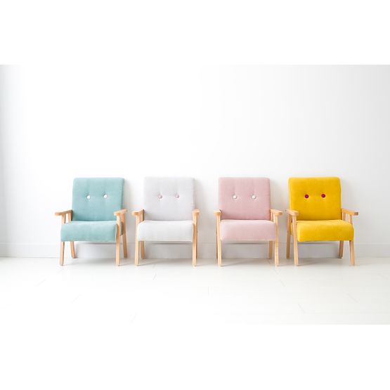 Retro Children's Armchair Velour - Pink