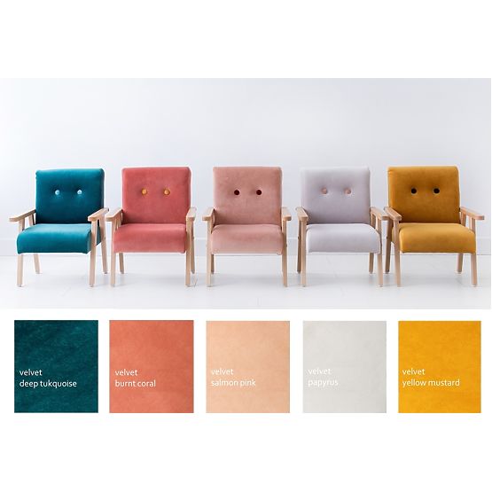 Retro children's armchair Velvet - salmon