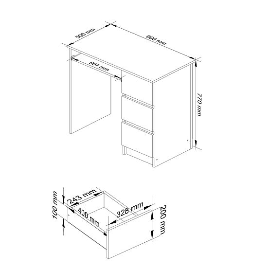 RIGHT-SIDED DESK A-6 CLP ALDER