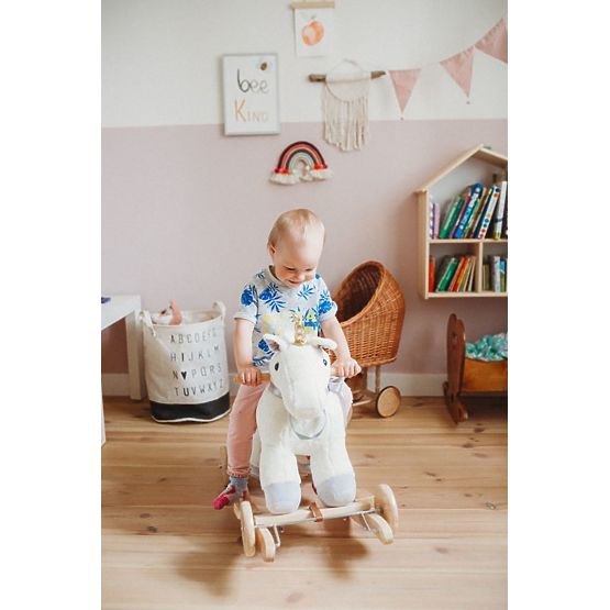 Rocking unicorn with wheels