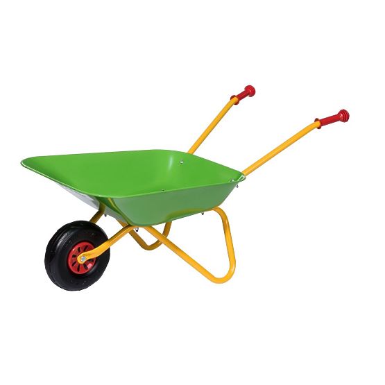 rollytoys solid metal wheelbarrow - green