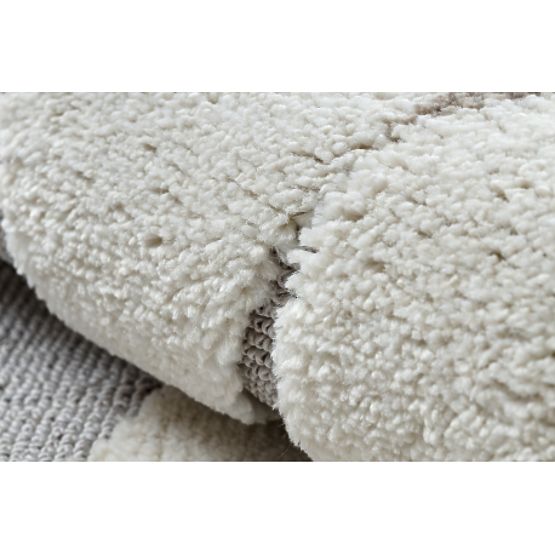 Round Carpet YOYO EY81 Gray/White - Bear, Mountains for Children, Structural, Sensory Fringes