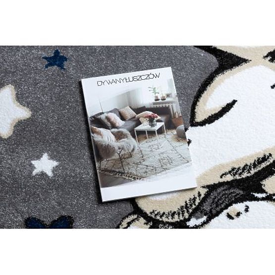 Round Rug PETIT ELEPHANT, STARS, Grey