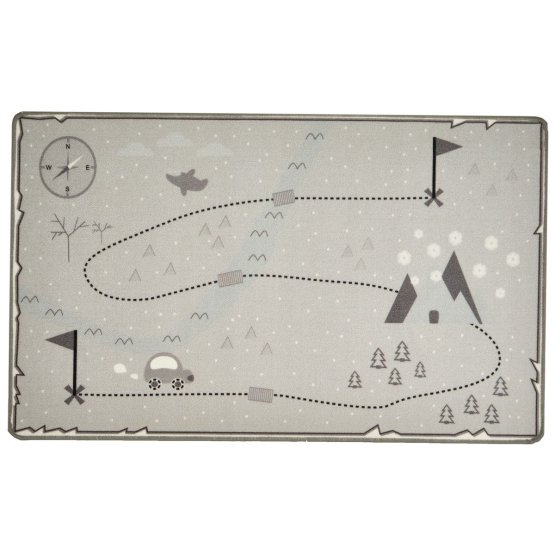 Children's rug Treasure map - silver-gray
