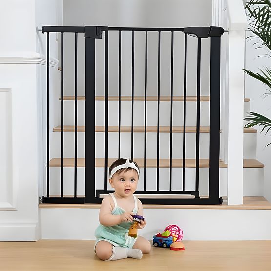 Safety Barrier 74-105 cm for Stairs and Doors, Steel, Additional Panels, Black ECOTOYS