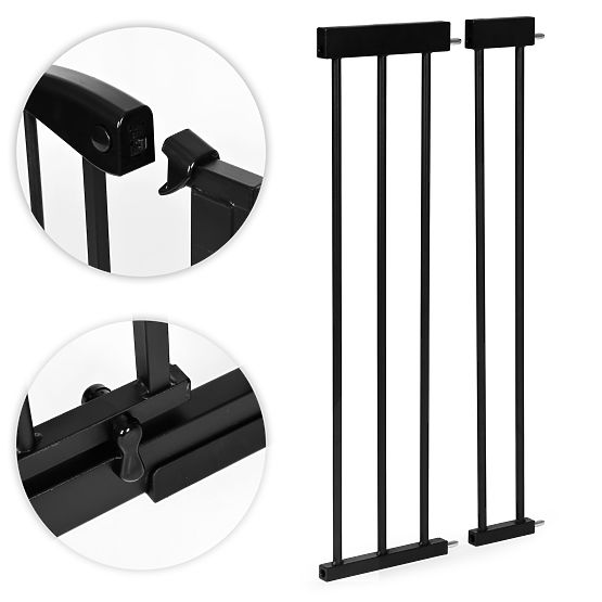 Safety Barrier 74-105 cm for Stairs and Doors, Steel, Additional Panels, Black ECOTOYS