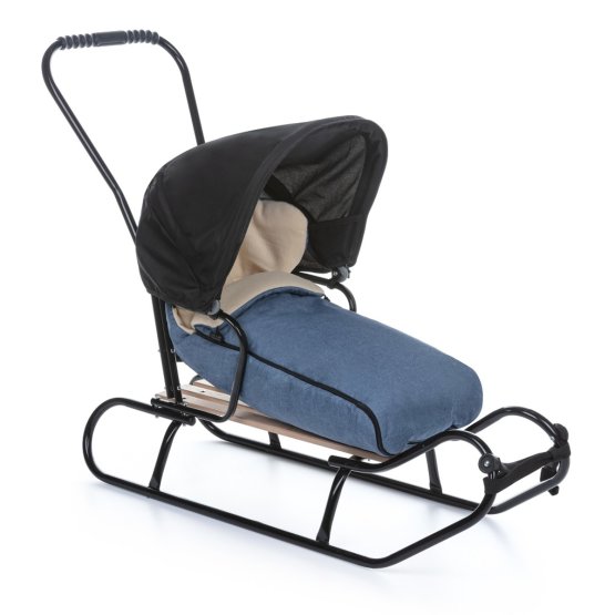 Children's sledge with backrest and fleece jacket - jeans / melange