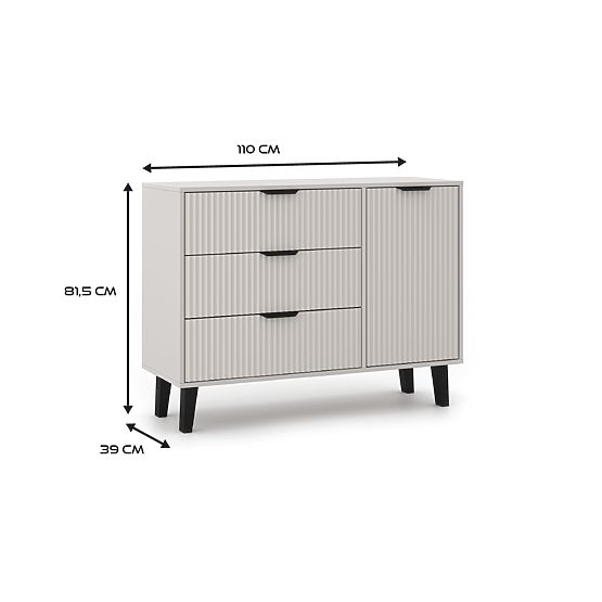 Scandi 1D3S SLIM Chest of Drawers in Cashmere Beige