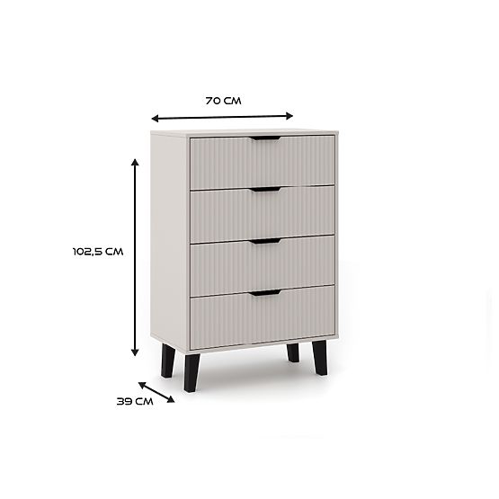 Scandi 4S SLIM Chest of Drawers in Cashmere