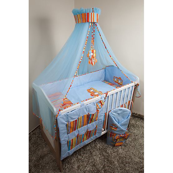 Set bedding to cribs 120x90cm Flowers blue