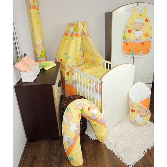 Set - cotton canopy with bow + sleeping bag size. M - Yellow lamb