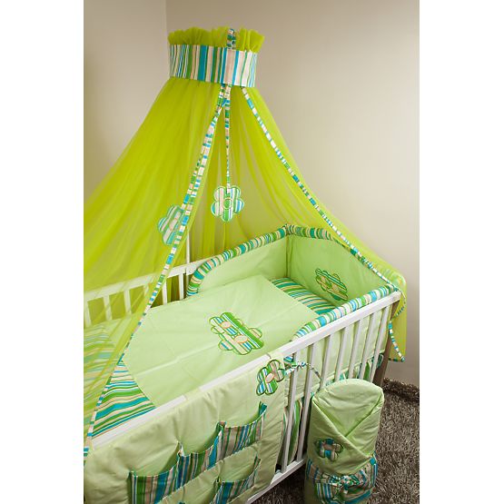 Set crib bedding 120x90cm Flowers green