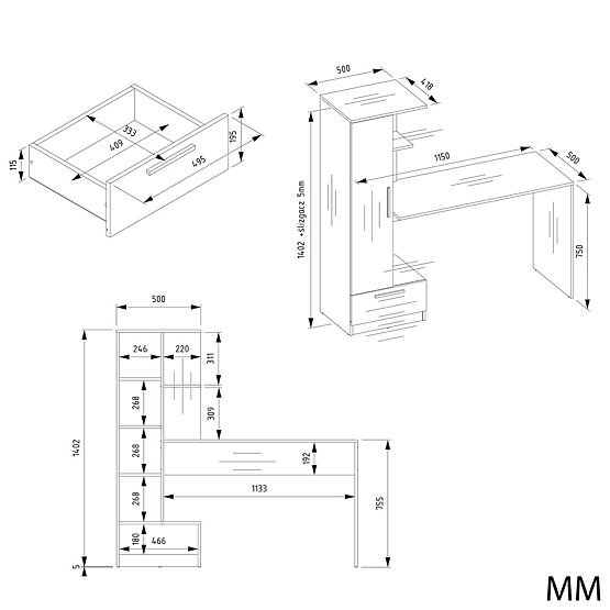 Set Desk + Shelf COSMO ARTISAN OAK