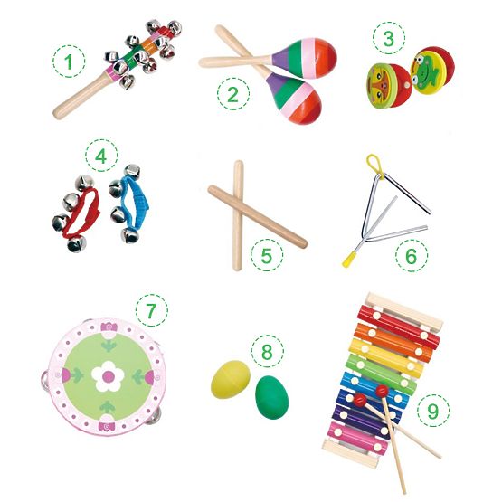 Set of 14 musical instruments