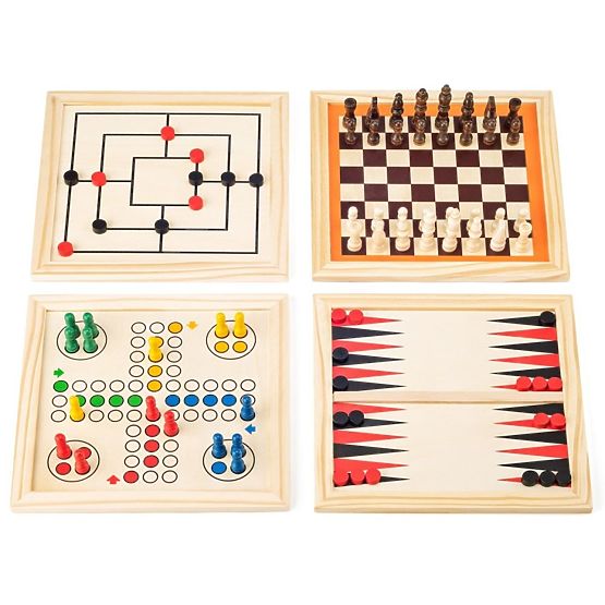 Set of Games in a Wooden Box