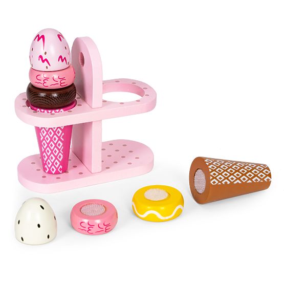 Set of Wooden Ice Creams with Velcro for Children 9 Pieces ECOTOYS