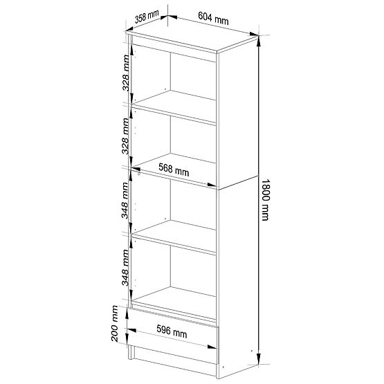 SHELF R60 1DR 4S CLP PK OAK SONOMA / WHITE