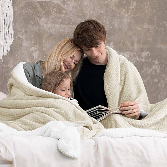 SHLEEPY Blanket Beige Jacquard Pressed Classic Style 130x180
