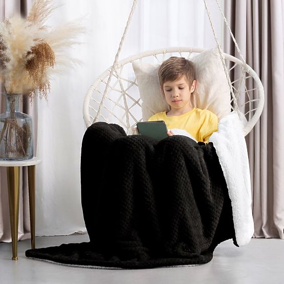 SHLEEPY Blanket Black with Jacquard Pattern Classic Style 130x180