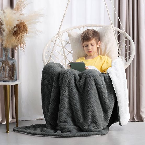 SHLEEPY Blanket in Graphite Color Jacquard Embossed Classic Style 170x210