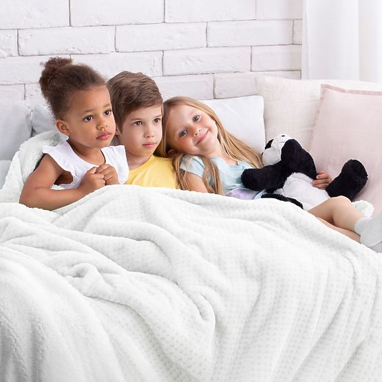 SHLEEPY Blanket in White with Jacquard Pattern Classic Style 130x180